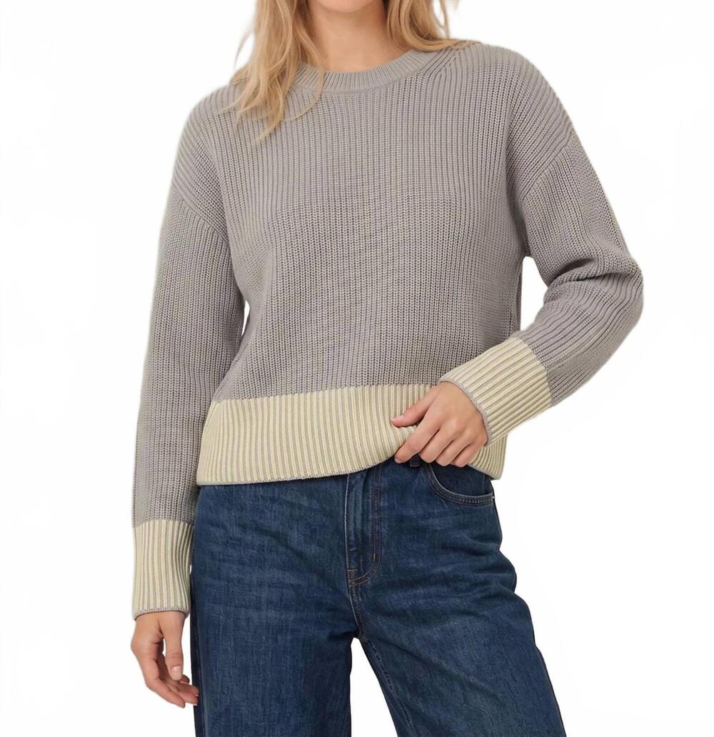 NEW 525 AMERICA sienna stripe rib sweater in grey